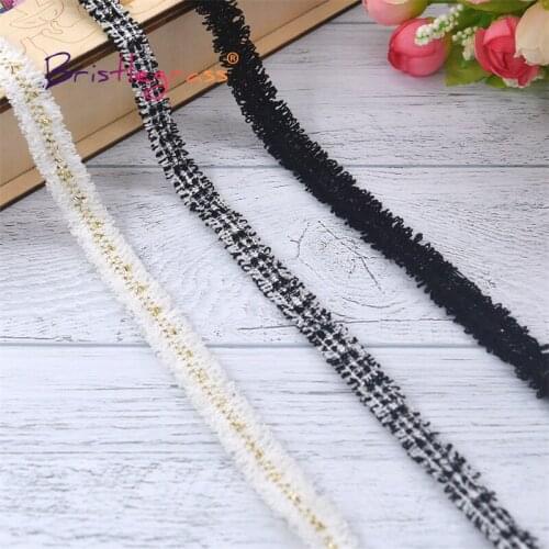 BRISTLEGRASS 1 Yard 3/8" 10mm Glitter Braided Crochet Lace Trim Macrame Tassel Chic Ribbon Headband Hair Clip Dress Sewing Craft