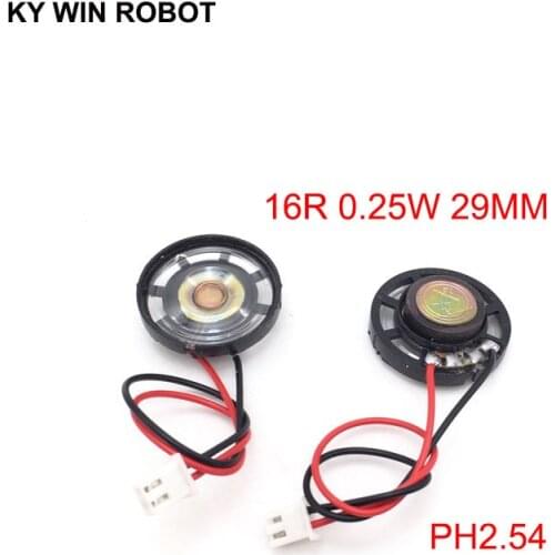 2pcs New Ultra-thin Toy-car horn 16 ohms 0.25 watt 0.25W 16R speaker Diameter 29MM 2.9CM with PH2.54 terminal wire length 10CM