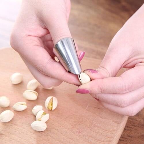 2PCS Stainless Steel Finger Protector Fruit Beans Garlic Peeler Vegetable Nuts Peeling Finger Guard Kitchen Cutting Tools