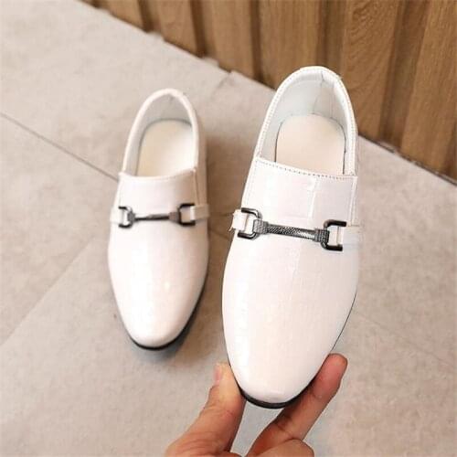 2021 children new boy boy white shoes black leather shoes dress fashion catwalk show shoe leather shoes