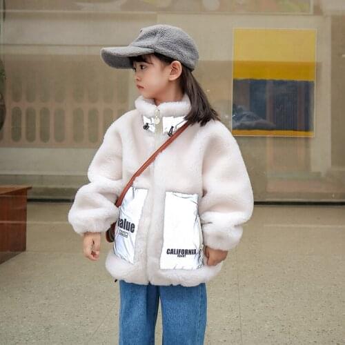 2021 Lamb Wool Warm Baby Girl Jacket Winter Windproof Kids Coats Outdoor Fashion Children Windbreaker Thick Teenager Clothes