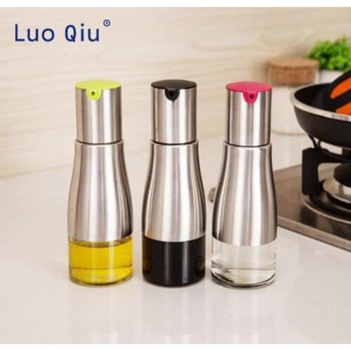 320ML Kitchen Glass Oil Bottle Stainless Steel Leak-proof Soy Sauce Vinegar Cruet Storage Dispenser Useful Kitchen Tools