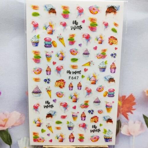 3D Nail Sticker Spring Fall Sweet Candy Cake Nail Glue Stickers Love Heart Fruit Stickers for Manicure Nail Art Decoration