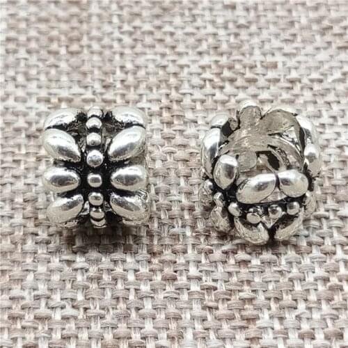 925 Sterling Silver Flower Large Hole Beads Hole 7.5mm for Bracelet