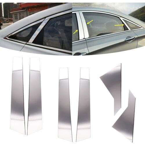 6Pcs Chrome B C Pillar Trim Cover Decal Stainless Steel Fit for Hyundai Sonata 2011 2012 2013 2014
