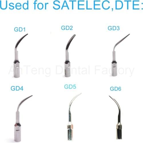 6 PCS Dental Ultrasonic Scaler Tips GD1 GD2 GD3 GD4 GD5 GD6 Dental Ultrasonic Supragingival Scaling Tip fit DTE SATELEC