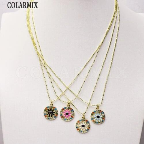 8 Pcs Round eyes pendant necklace Mix color pendant necklace Fashion jewelry pendant necklace Gift fashion gift 7218