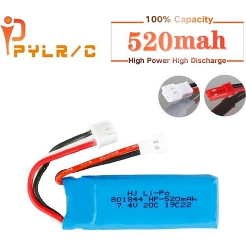7.4V 520mAh 801844 Lipo Battery for WLtoys K969 K989 K999 P929 P939 A202 A212 A222 A232 A242 A252 RC Car 2s Battery for XKA600