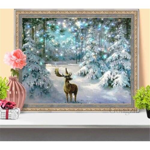 5D Diy Christmas Diamond Painting Deer Diamond Mosaic Winter Diamond Embroidery Cross Stitch Living Room Home Decor