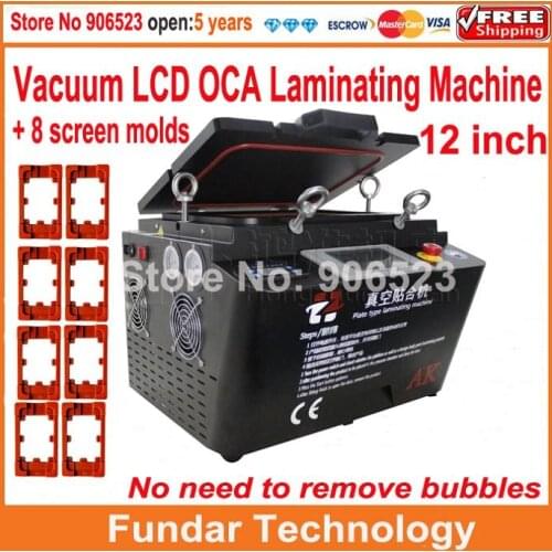 Newest 12 Inch Vacuum LCD OCA Laminating Machine Bubble Removing Machine For Touch Screen Refurbish + 8pcs screen molds