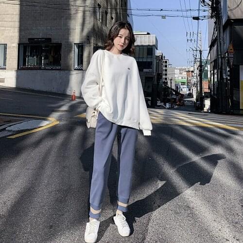 2xl Winter Woolen Harem Pants Women Loose Black Pants High Waist Jogger Pants Women Elastic Waist Ankle-length Pants Women