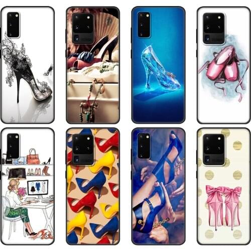 Black tpu Case For Samsung galaxy S20 /S20 PLUS/S20 ultra/S20+ /S20FE back cover High heels shoes ballerina