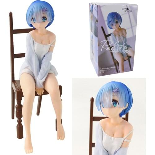 19.5cm Anime Re:Life In A Different World From Zero Rem with Chair Figurine PVC Action Figure Decoration Dolls