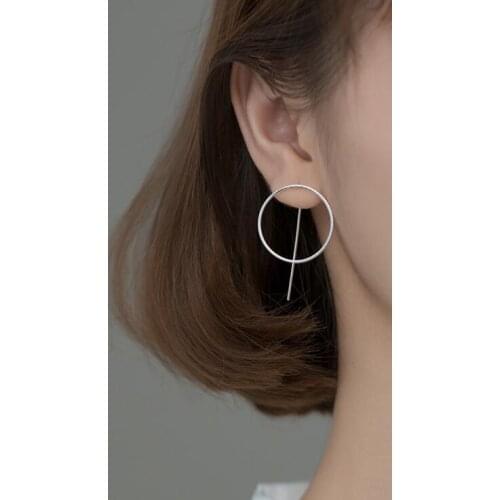 Silver Stud Earrings 925 Sterling Earrings Geometric Style for Women