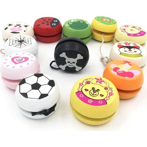 Children Yoyo Ball Cute Animal Prints Wooden Yoyo Toys Ladybug Toys Kids Yo-Yo Creative Yo Yo Toys For Children G0149