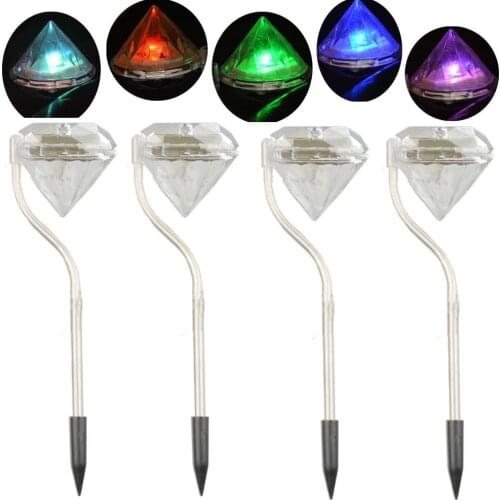 JINM Solar Diamond Lights, Solar Energy Colour Changing Stainless Steel Garden Stake Lanterns Lawn Path Lamps