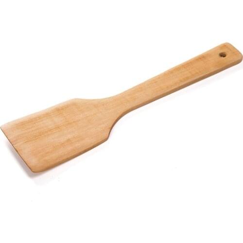 2pc Natural Wooden bamboo cooking spatula scoop turners 28.5cm long with hook utensil set kitchenware for restaurant canteen