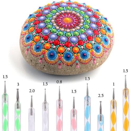 Mandala Art Dotting Tools 18 Set Including 4 Mandala Stencils, 8 Acrylic Rods, Paint Tray, 5 Double Sided Dotting Tools