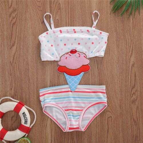 Cute Infant Kids Girls Embroidered Swimsuits Toddler Kids Fashion Pattern Bathing Suits Toddler Girls Beachwear Monokini