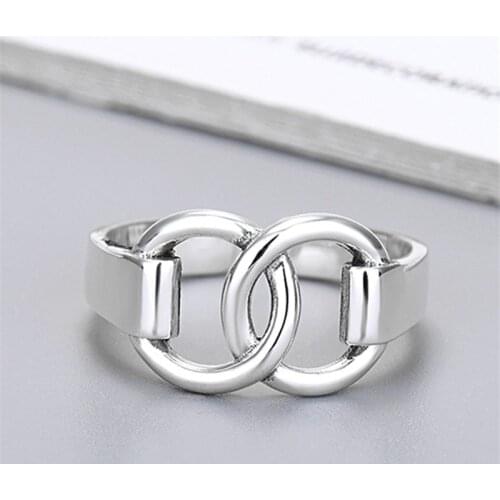 Miuoxion Retro Geometric Double Circle Ring Fashion Simple Personality Jewelry For Women Feature Namour Charm Gift All Seasons