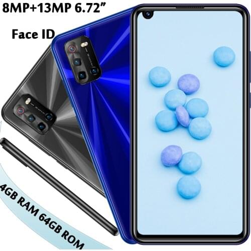 8MP+13MP 9T Pro 6.72" Screen Mobile Phones Front/Back Camera Global Smartphone 4G RAM+64G ROM Face ID Android Celulares Unlocked