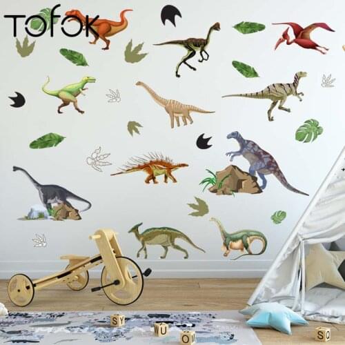 Tofok Cartoon Multi-style Dinosaur Wall Stickers Footprint Colorful Planet Self-adhesive Stickers Living Room Bedroom Decoration