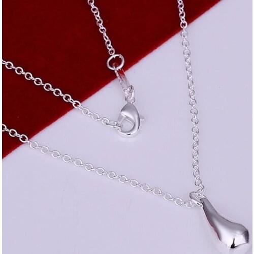N177 Hot Sale Fine Silver Color Jewelry,Wholesale Factory Price Charms Free Shipping Fashion Small Water Drop Necklaces /ae