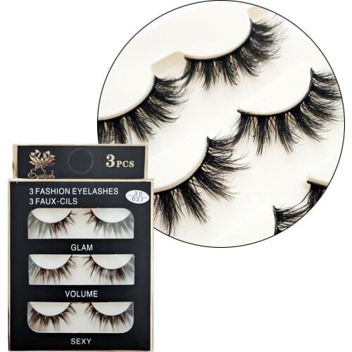3 Pairs 3D Mink Hair False Eyelashes Criss-cross Wispy Cross Fluffy 12-15mm Lashes Extension Handmade Eye Makeup Tools