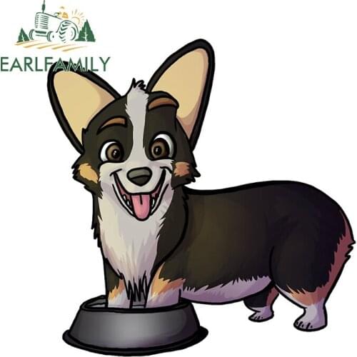 EARLFAMILY 13cm x 12.6cm For Corgi Pembroke Car Accessories Stickers Cartoon Decal Waterproof Scratch-Proof Decoration