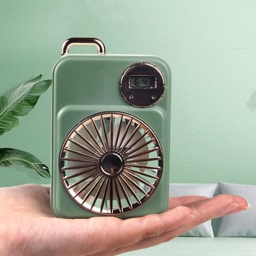 Mini USB Portable Desktop Fan with Clock Quiet for Camping Golf Sports