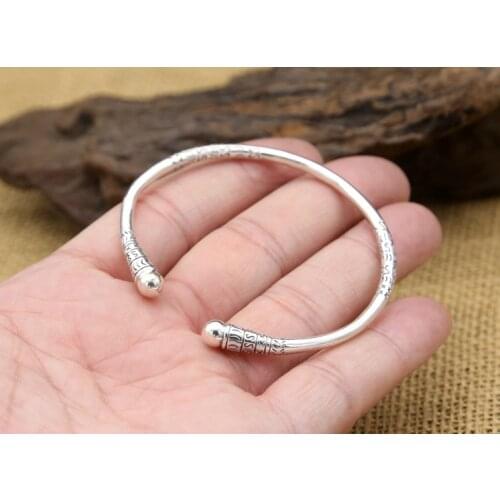 Real Solid 925 Sterling Silver cudgel Cuff Bracelet Jewelry A1913
