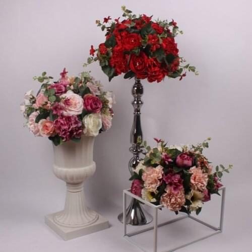 New Style Rose Artificial Flower Ball Hydrangea Wedding Table Road Lead Flowers Wedding Centerpiece Home Decoration 8 Color