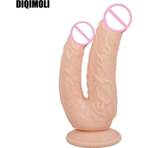 Huge Double Dildos Double Penetration Vagina and Anus Soft Realistic Penis Double Headed Phallus Sex Toys for Women Masturbation
