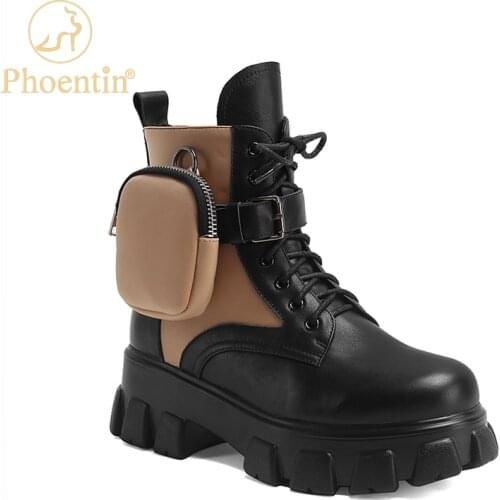 Phoentin Shoes Polish Woman Pocket Bag Booty Lady Martins For Women Short Shoes 2020 Women Botte Femme Luxury Brand Brown FT1141