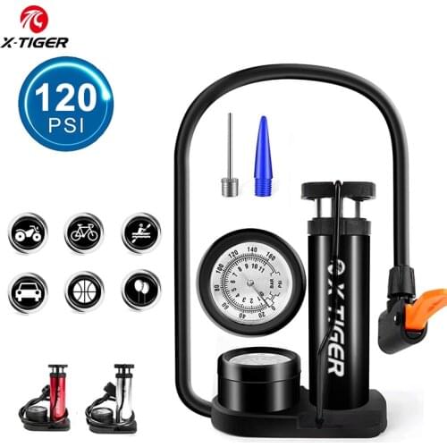 X-TIGER Portable Bike Pump High Pressure Pedal Bicycle Foot Pump Ultra-Light Aluminum Alloy MTB Bike Tire Inflator Accessories