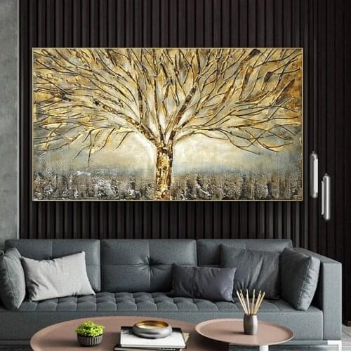 Gold Tree Poster Canvas Painting Abstract Pictures For Home Wall Art For Living Room Decoration Posters And Prints