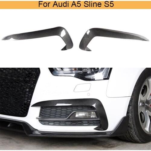 Car Front Bumper Fog Lamp Fins Vent Trims for Audi A5 Sline S5 2012-2016 Non Standard Front Bumper Canards Carbon Fiber / FRP