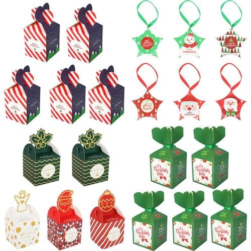 Christmas Candy Gift Box Santa Claus Christmas Decorations For Home Paper Cookies Container Supplies Navidad Kerst Party Decor