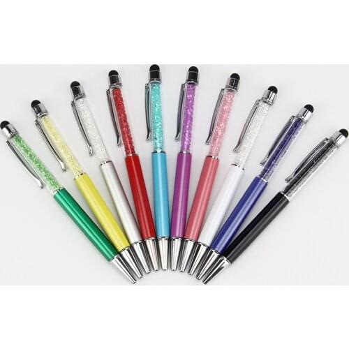 2 in 1 ball pen touch pen mutlti function stylus pen with diamond crystal for iphone samsung ipad tablet 100pcs/lot
