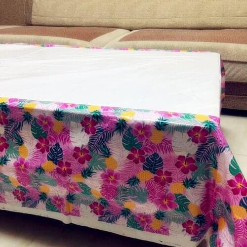 1PCS 132x220CM Disposable Tablecloths Tablecover with Hawaii Palm Leaf Pineapple Summer Tropical Birthday Party Decoration Supp