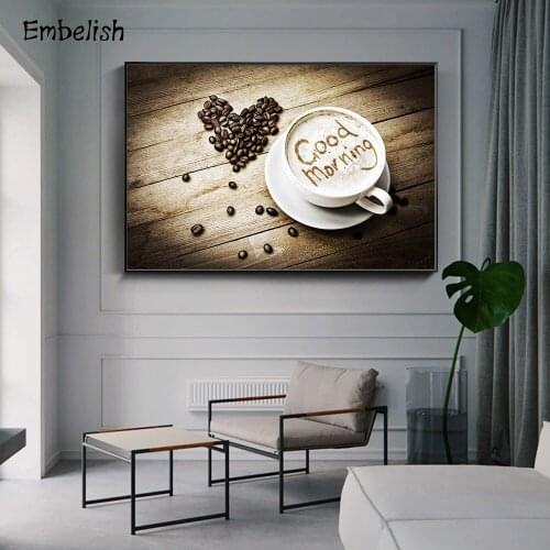 Embelish 1 Pieces Good Morning Coffee Wall Posters For Kitchen Home Decor HD Print Canvas Paitings Living Room Artworks Pictures