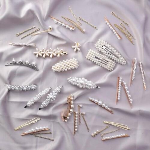 Pearl Hairgrip Elegant Women Hair Clips for Girl Princess Retro Gold Sliver Pin Barrette Hair clip Headdress Head wear Hair Pins