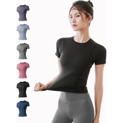 Women Short Sleeve Yoga Shirt Plus Size 2XL Quick Dry Fitness Tops Gym Running Workout Breathable Sports Coat For Ladies