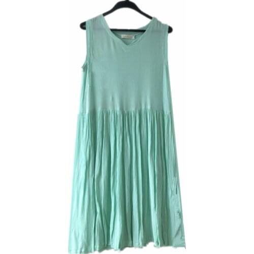 2020 Summer Women Cotton Linen Vintage Dress Ladies V Neck Sleeveless Casual Loose Boho Dresses Vestidos Plus Size S-5XL 6XL