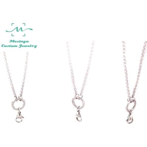 10pcs 20 inch 2.5mm Width 316L Surgical Stainless Steel Custom Rolo Chain Floating Charm Locket Pendant Chains Necklace Chain