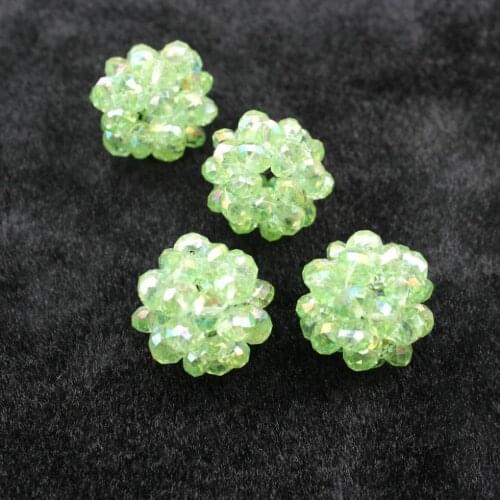 12pcs big quartz ab shiny glitter aqua Puffy Crystal Ball for Necklace diy 24mm handmade braided crystal beads
