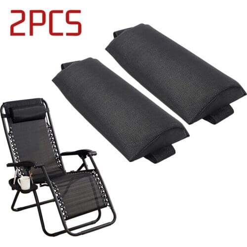 Folding 2PC Gravity Reclining Lounge Chairs Table Pillows Portable Black