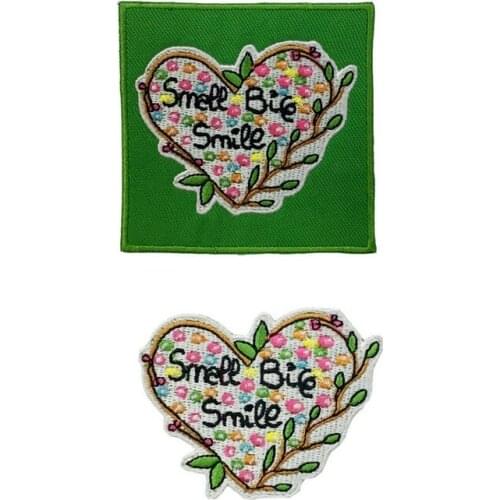 20pcs/lot Embroidery Patch Letter Heart Flower Smell Smile Bice Clothing Decoration Craft Diy Iron Heat Transfer Applique