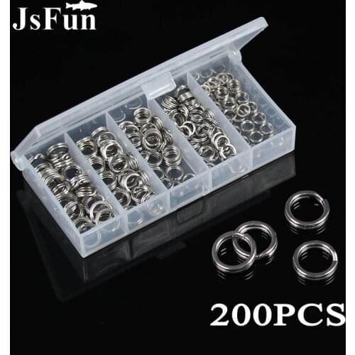 200Pcs/box Stainless Steel Split Ring with Box Heavy Duty Double Loop Fishing Lure Connector Fishing Hook Accessories PJ94