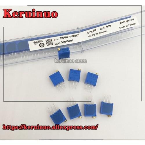 50pcs/Lot 3296W-1-500LF BOURNS 3296W-1 3296 3296W 50ohms 0.5W 1/2W riginal factory Multi turn precision adjustable resistance